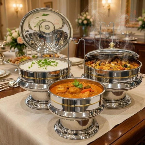 عرض سخانات بوفيه فاخرة بتشطيبات ذهبية مميزة